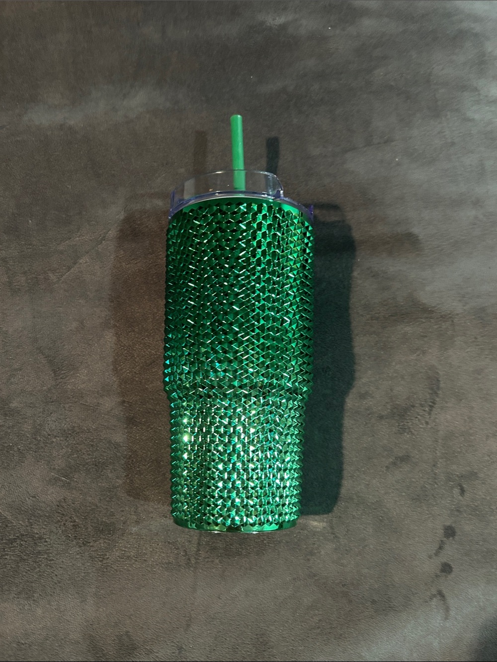 Green Rhinestone Tumbler with Straw NWOT